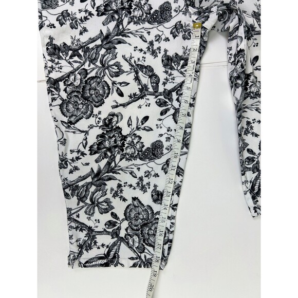 Bill Blass White & Black Floral Toile Print Cotton Denim Capri Pants 16 Petite - Picture 3 of 8
